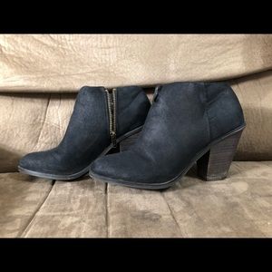 Black zipper low ankle boots with heels. Size 8.